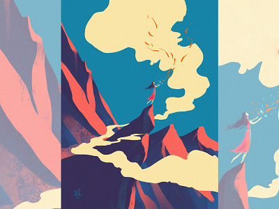 Untitled concept art editorial illustration flag design girl illustration illustrator mountains procreate wind women