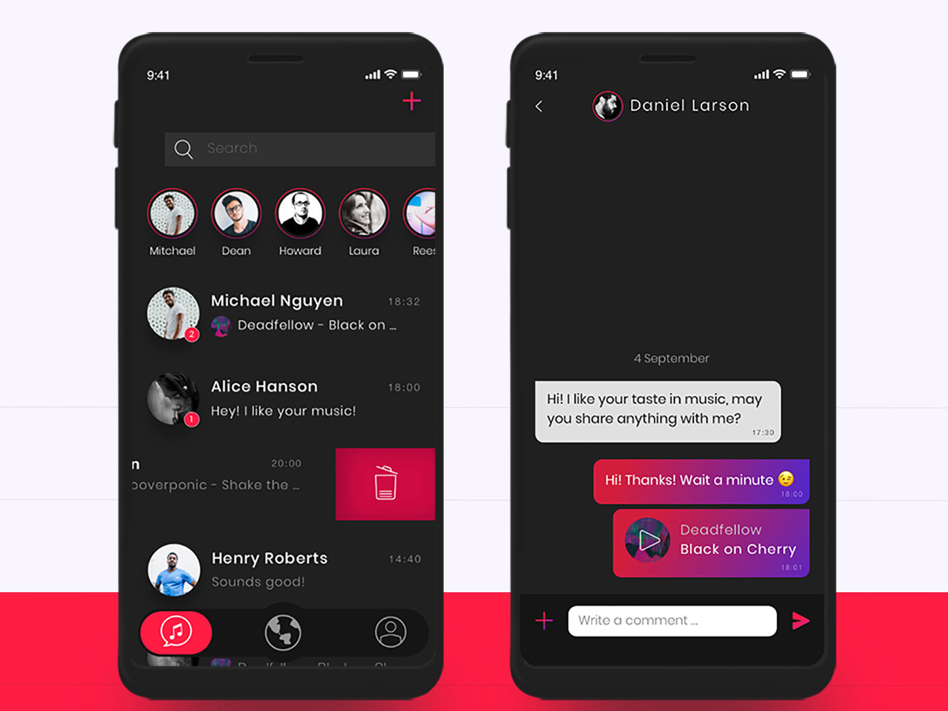 SpotMe: Chat screens