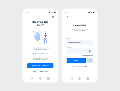 Lentun VPN app app app design design minimal mobile ui uiux ux