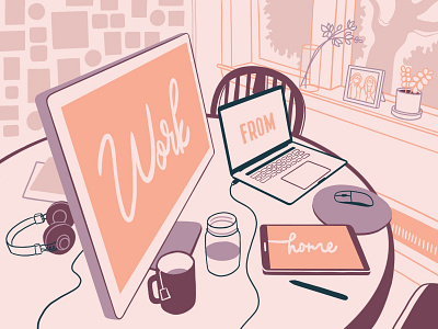 WFH Dreamin’ agencyea creativeagency desk illustration procreate quarantine spring wfh