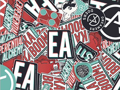 Agency EA Rebrand Stickers agencyea branding creativeagency eventprofs experiential stickers swag