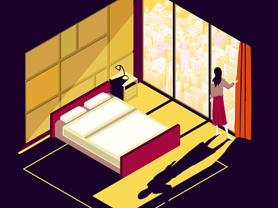 Isometric room in flat style.