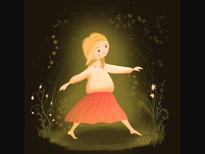 girl in magic forest card digital digital painting drawing forest illustration night photoshop