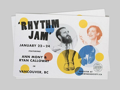 Rhythm Jam Postcard advertisement branding dance futura lindy hop postcard poster retro design vintage