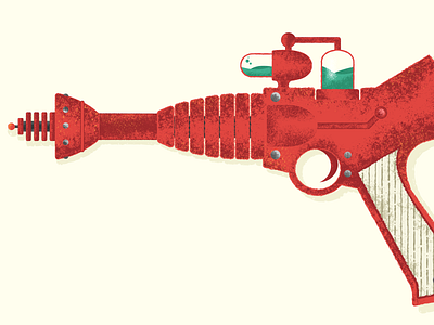 Ramón's Rojo Peacemaker 1950s atomic age blaster gouache gun illustration mid century midcentury ray gun ray gun retro sci fi science fiction texture vector vintage weapon wild west