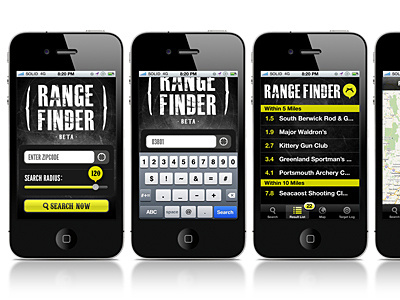 Range Finder Mobile // Beta application beta black dark iphone league gothic mobile yellow