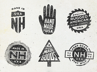 Hand Stamps brand branding design distressed lettering logo made nh stamp usa vintage wild