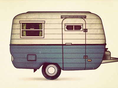 Camper blue camper camping illustration outdoors sepia texture trailer vintage