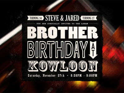 Brother Birthday invite photography typography