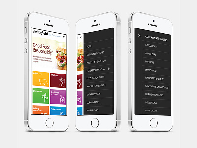 Responsive site device food menu mobile photography pork producer producer responsive ui ux website