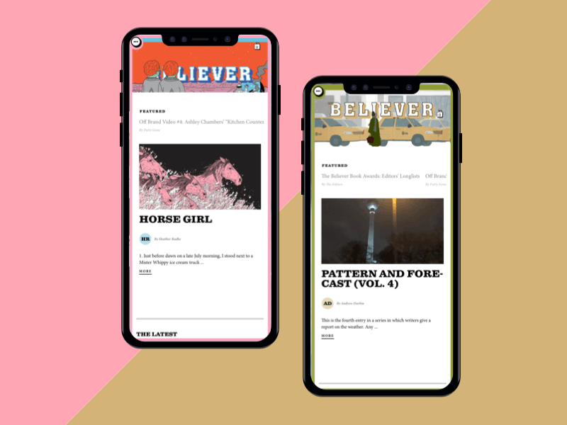 Believer Magazine - Themes animation branding design illustration menu mobile responsive type typography ui ux web website
