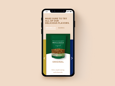 Small Batch - Mobile Carousel carousel color design ecommerce food granola mobile product design responsive typography ui ux web