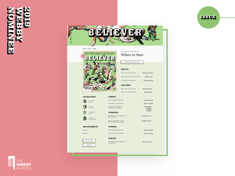 Believer Magazine Nominated animation branding design editorial responsive type typography ui ux web website