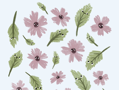 FloralFriendsPattern cute flower leaves pattern procreate spring surface pattern