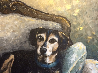 Milo the Mutt acrylic analog dog painting portrait