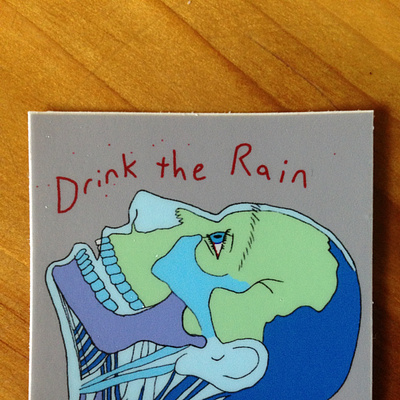 Drink the Rain: A Sticker album art album cover album design austin austin texas branding design graphic design illustration illustration art illustrator merch sticker sticker mule