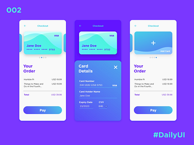 Daily UI 2 - Credit Card Checkout app credit card dailyui dailyuichallenge design payment form ui