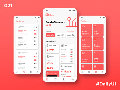 Daily UI 21 - Home Monitoring Dashboard app dailyui dailyuichallenge design home app home monitoring home monitoring dashboard mobile ui smart home ui ux vector