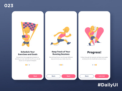 Daily UI 23 - Onboarding app dailyui dailyuichallenge design illustration mobile ui onboarding onboarding screen onboarding ui running app ui ux vector