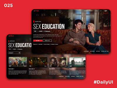 Daily UI 25 - TV App app dailyui dailyuichallenge design netflix sex education television tv app ui ux