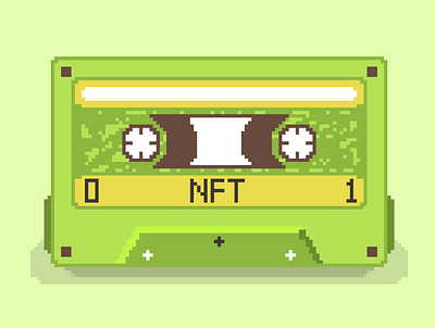 Cassette tape pixel style 8 bit cassette tape design graphic design illustraion nft pixel vintage