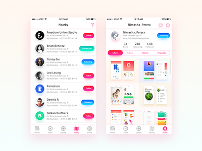 Nearby & Profile app concept dribbble nearby profile shots stories ui ux