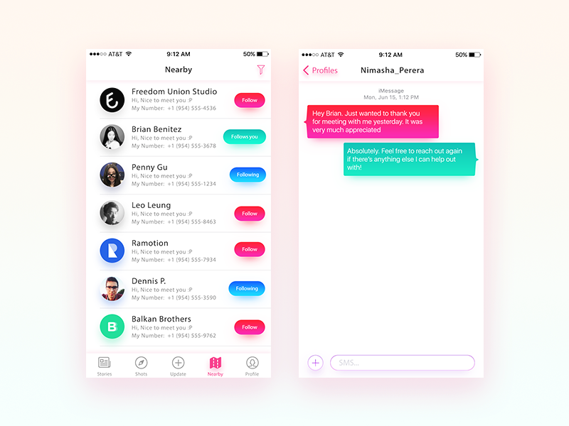 Nearby & Message by wenjun on Dribbble