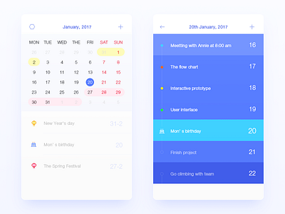 Holiday Calendar by wenjun on Dribbble