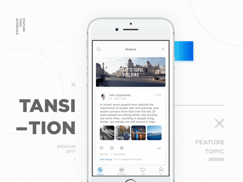 Feature animation dairy demo interaction interface ios picture social tansition ui ux