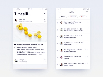 Timepill. -homepage & activity