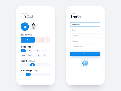 Info Card and Sign Up apple clean connect demo fitness health info inspiration interaction interface sign time