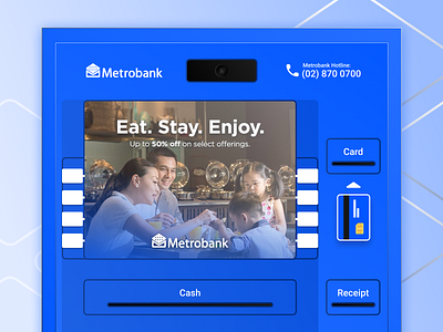 Metrobank ATM atm bank branding clean dailyui design figma finance fintech flat illustrator metrobank redesign screen saver ui vector