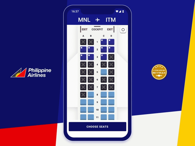 Sun Shine airline airplane app booking booking app branding clean dailyui mobile philippines seat ui ux