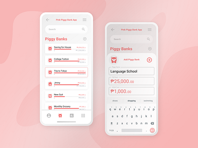 Add Piggy Bank app bank branding dailyui figma finance piggy piggybank pink ui