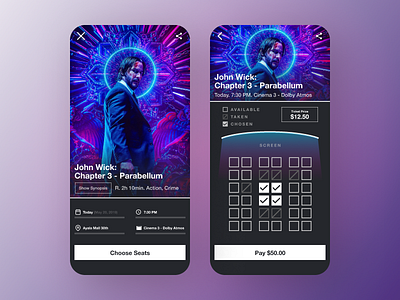 Movie Seat Booking App (1/4) app booking dailyui design figma mobile movie movie app seating ui ux