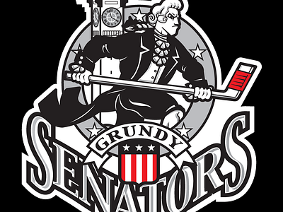 Grundy Senators Hockey Mascot On Ice Team Logo branding design logo vector