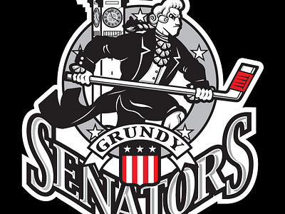 Grundy Senators Hockey Mascot On Ice Team Logo
