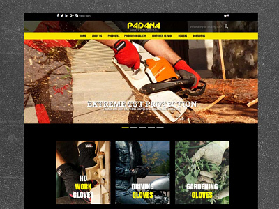 Padana Glove UI Design photoshop psd template theme design ui design ux design web design