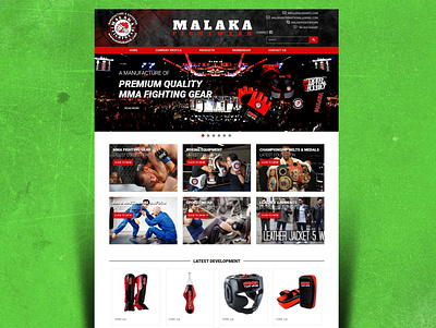 Malaka Fight Wear Website Design branding logo photoshop psd template theme design typography ui design ux design