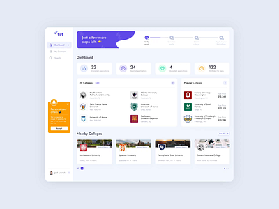 Tilt Education Platform - Dashboard & Additional questions admin panel animation b2b b2c c2b c2c saas ai iot app b2c college crm dashboad education filter finance knowledge learning money stepper student ui ux university user experience user inteface wizard