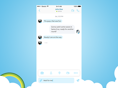 Skype Chat app apple blue chat design flat ios iphone messanger skype ui ux