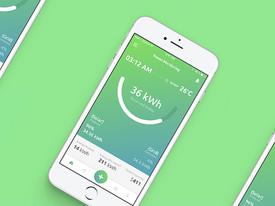 Power Monitoring app apple design energy flat green ios iphone solar ui ux weather