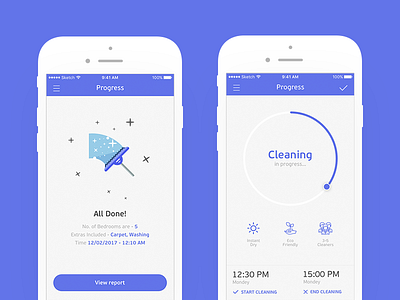 Cleaning Progress app apple clean design flat home ios iphone purple smart ui ux