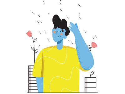 waiting in the rain character characterdesign design graphicdesign illustration illustrator illustrator flatdesign landingpage illustration ui vector