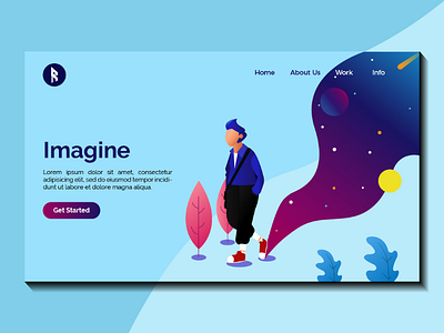 Walk and imagine. landingpage illustration