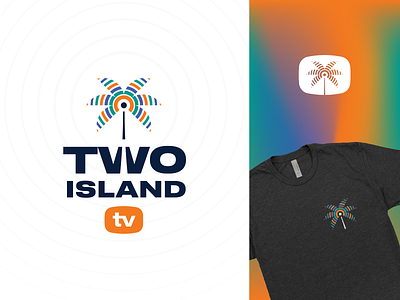 Two Island TV antenna island logo palm redesign signal tree tv two