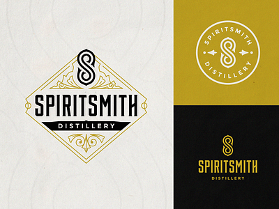 Spiritsmith badge black gold line monogram spirit vintage