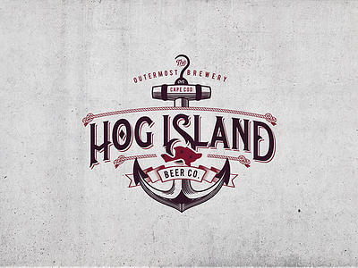 Hog Island Beer Company anchor badge beer brewery brewing hook rope vintage