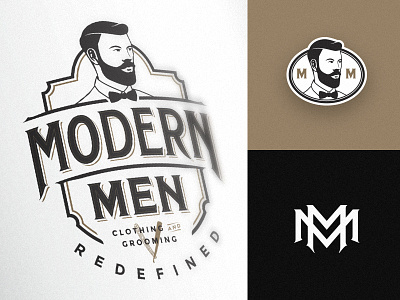 Modern Men badge beard clothing gentleman grooming men modern monogram