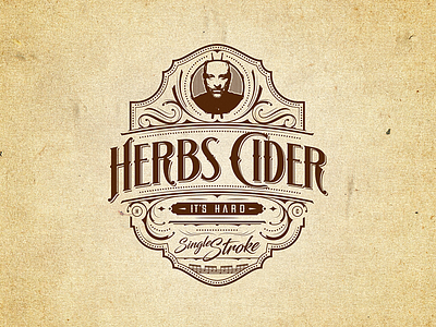 Herbs Cider cider drum drumstick label music oldstyle ornamental vintage